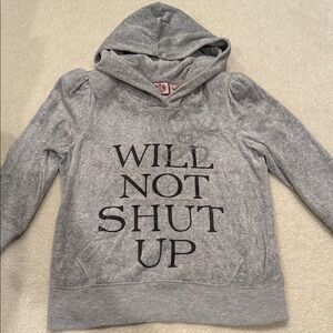 Juicy Couture RARE Y2K 2000s Heather Gray Hoodie Padded Ruched Shoulders VINTAGE